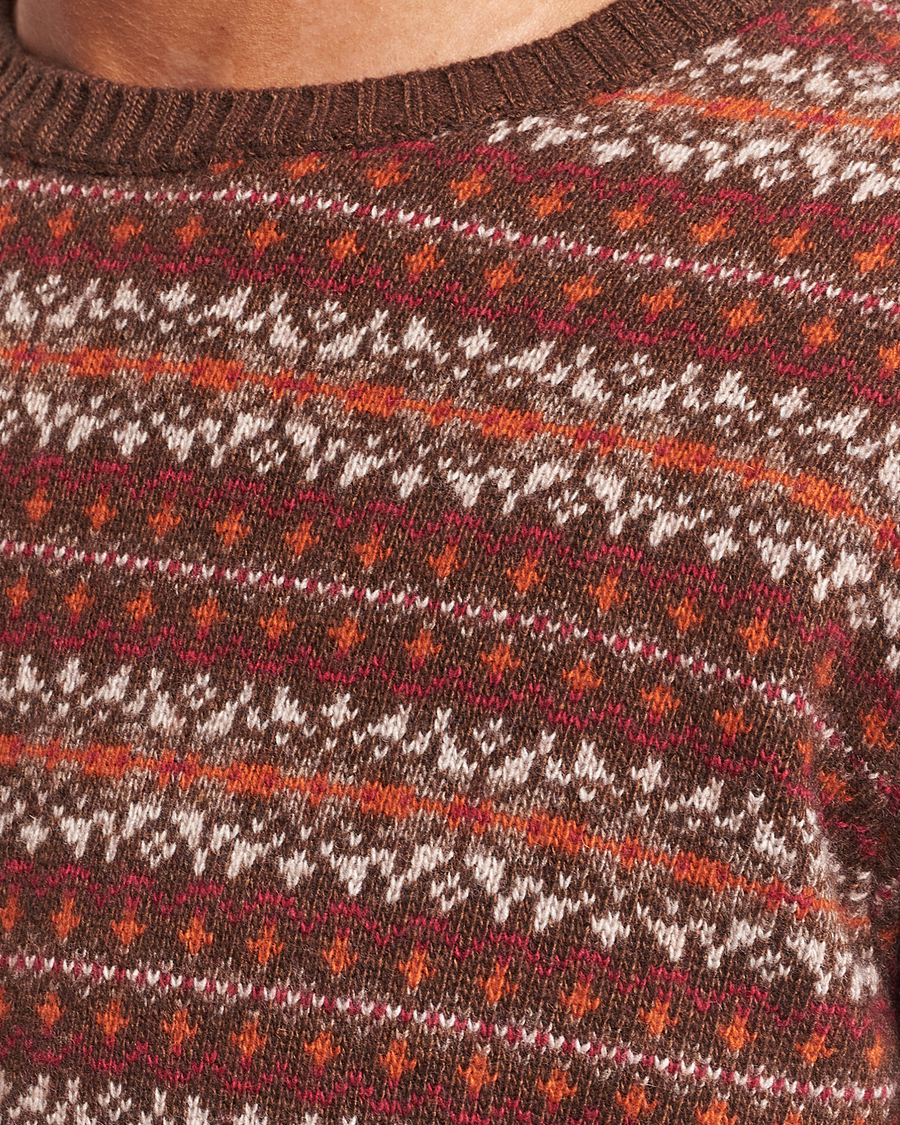 Heren | Truien | Oscar Jacobson | Pete Fairisle Wool/Cashmere Crewneck Red
