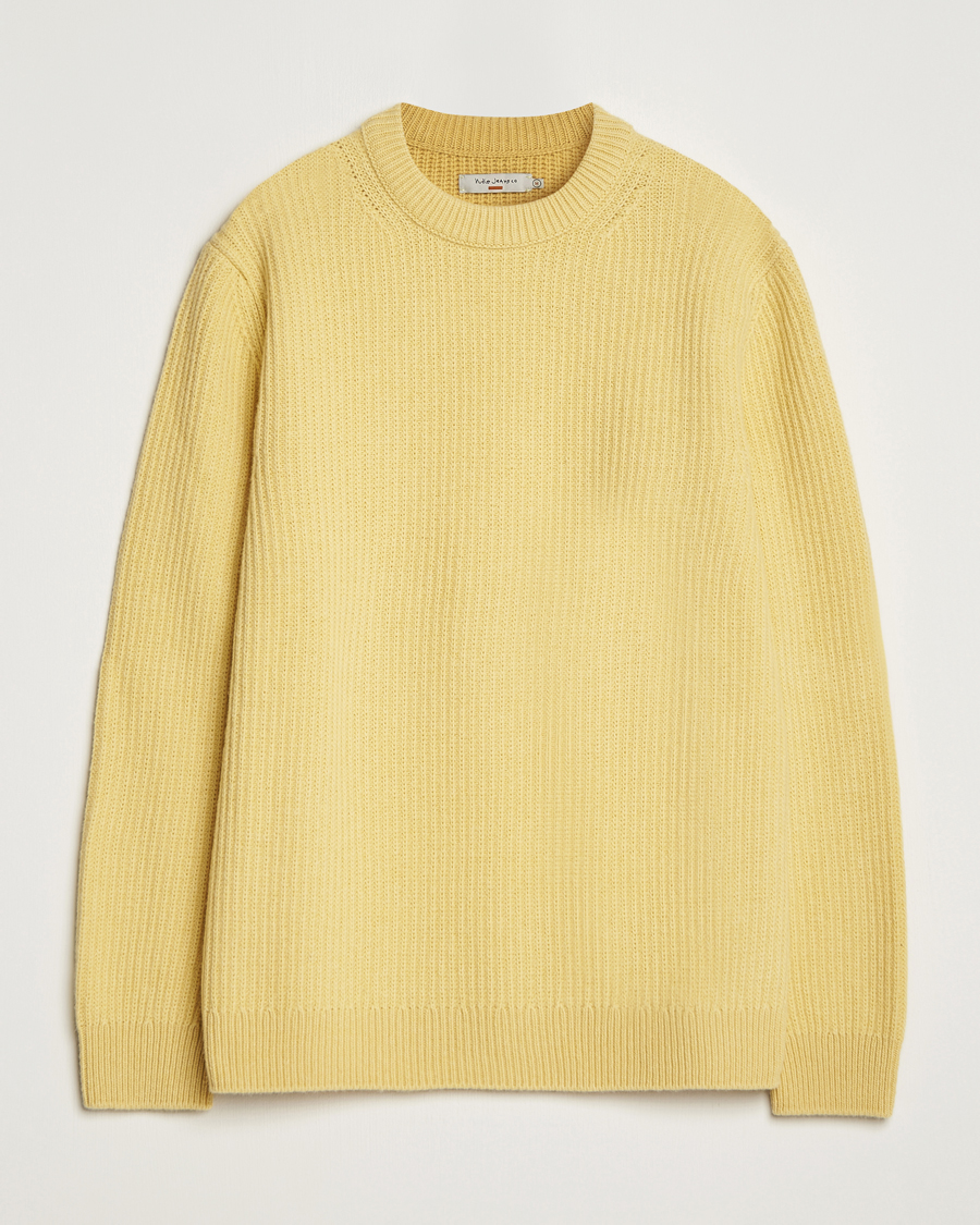 Homme | Pulls Et Tricots | Nudie Jeans | August Wool Rib Knitted Sweater Citra Yellow