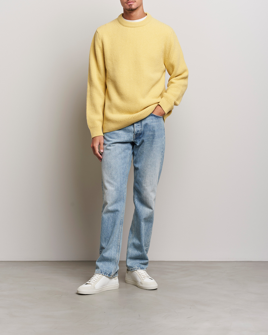 Homme | Pulls Et Tricots | Nudie Jeans | August Wool Rib Knitted Sweater Citra Yellow