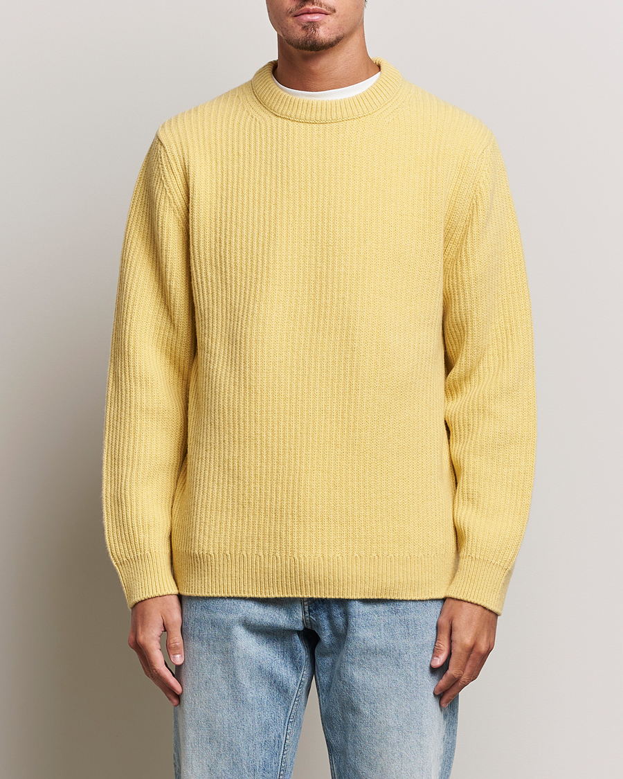 Homme | Pulls Et Tricots | Nudie Jeans | August Wool Rib Knitted Sweater Citra Yellow
