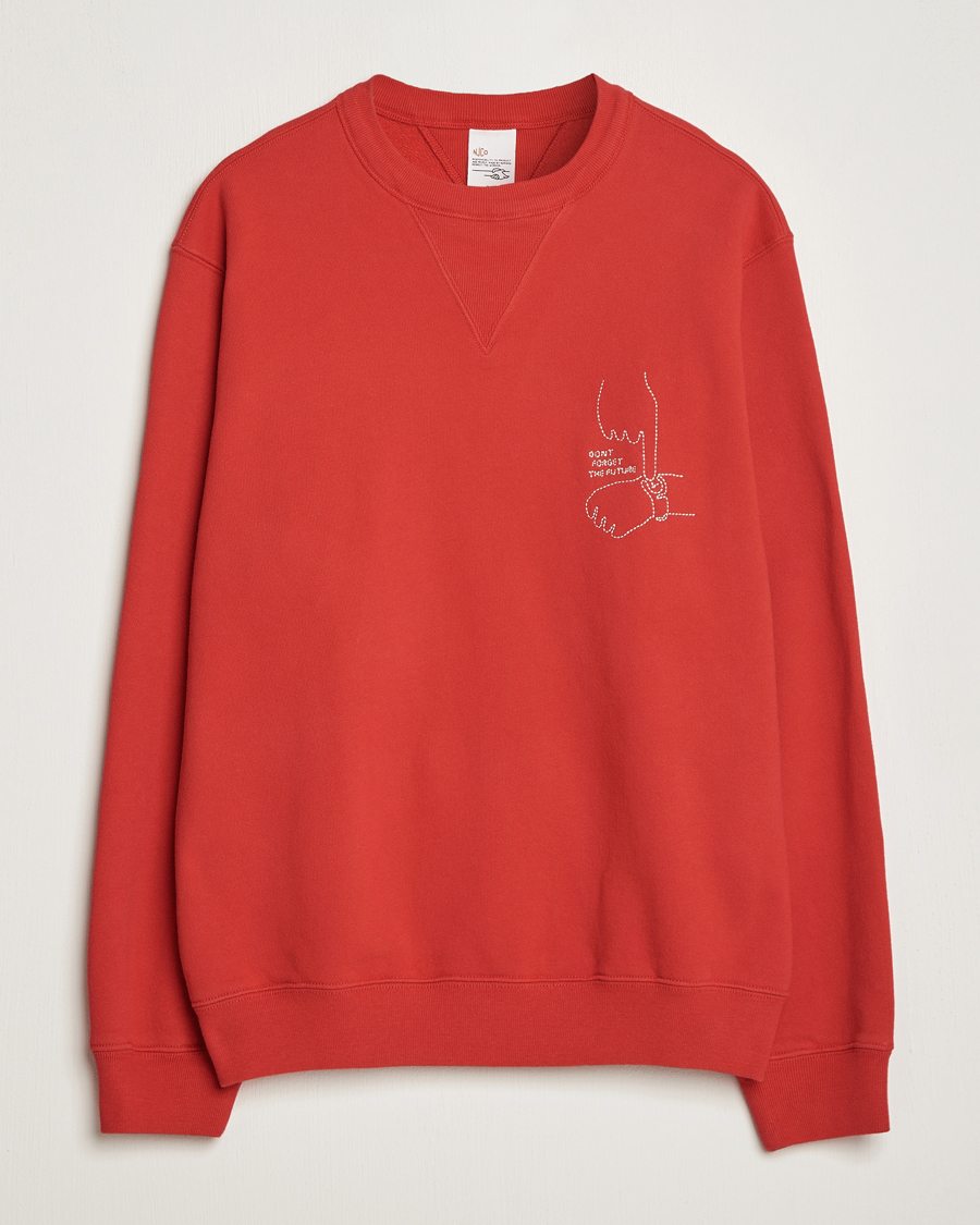 Homme | Pulls Et Tricots | Nudie Jeans | Lasse Future Crew Neck Sweatshirt Red Alert