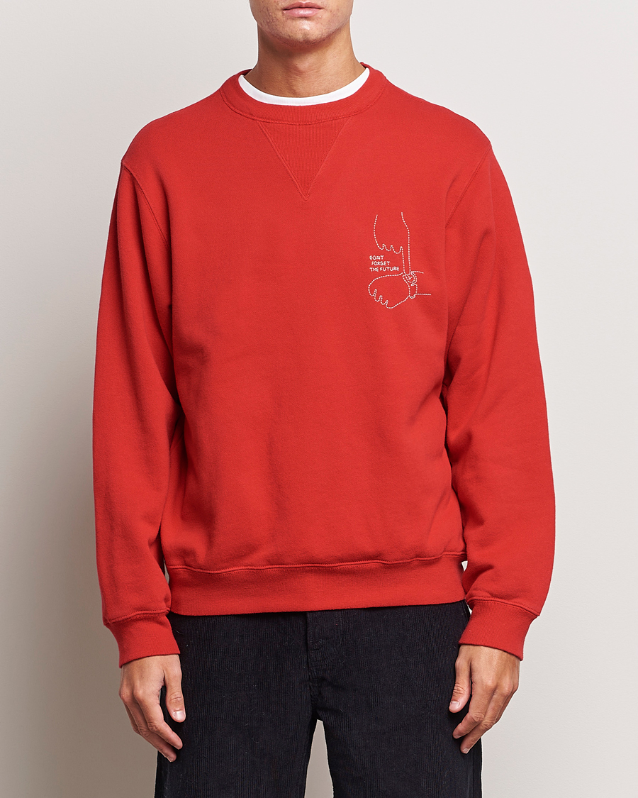 Homme | Pulls Et Tricots | Nudie Jeans | Lasse Future Crew Neck Sweatshirt Red Alert