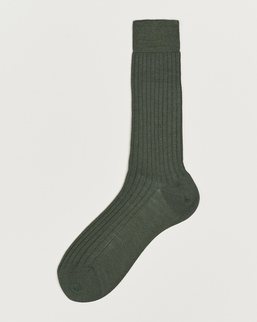 Heren | Ondergoed | Bresciani | Wool/Nylon Ribbed Short Socks Green
