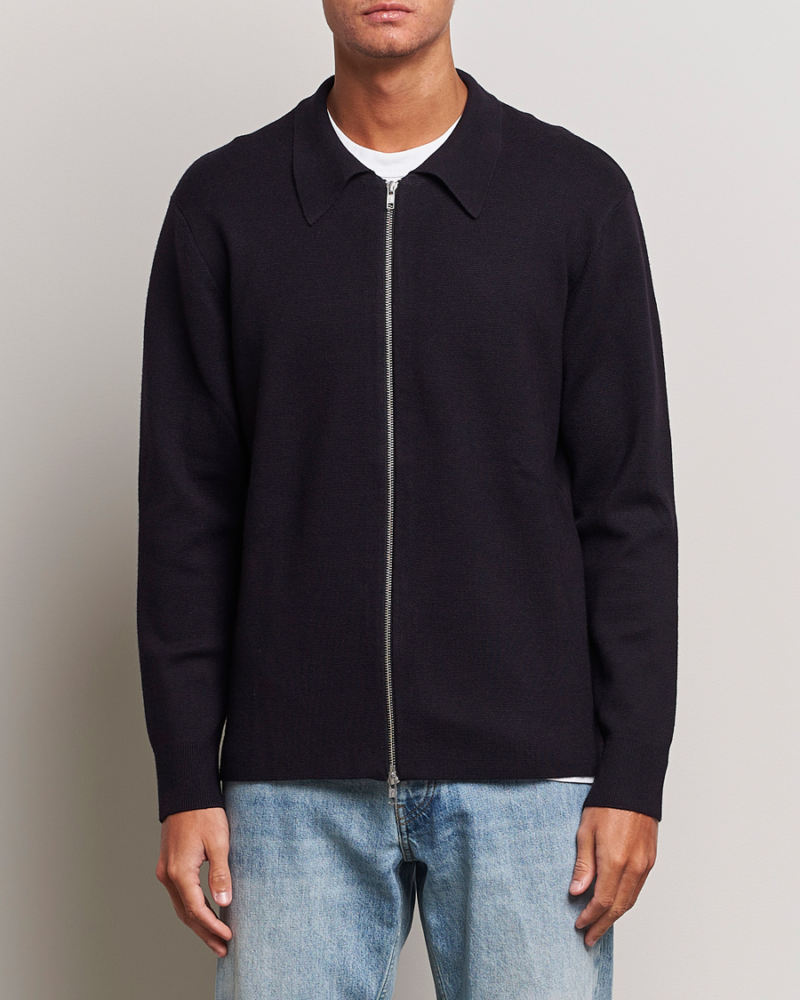 Homme | Pulls Et Tricots | NN07 | Harald Cotton/Modal Full Zip Navy Blue