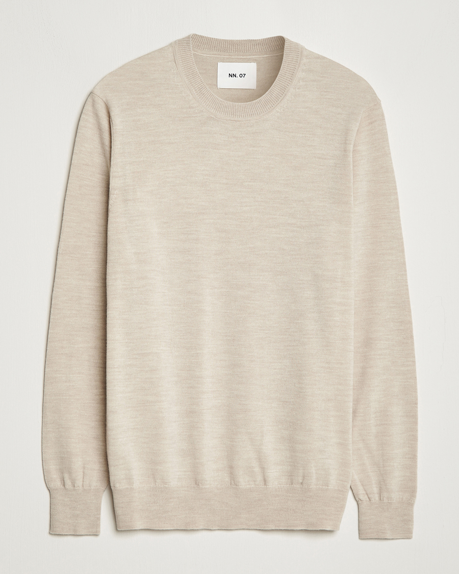 Heren | Truien | NN07 | Ted Merino Crew Neck Pullover Light Khaki Melange