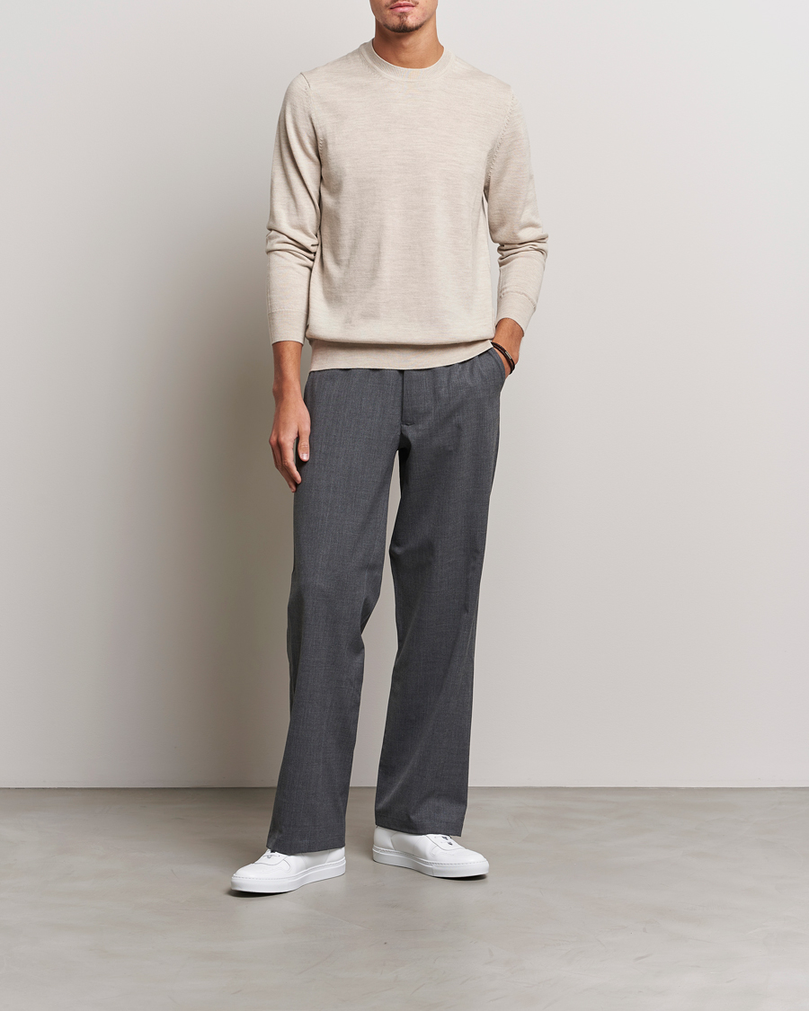 Heren | Truien | NN07 | Ted Merino Crew Neck Pullover Light Khaki Melange