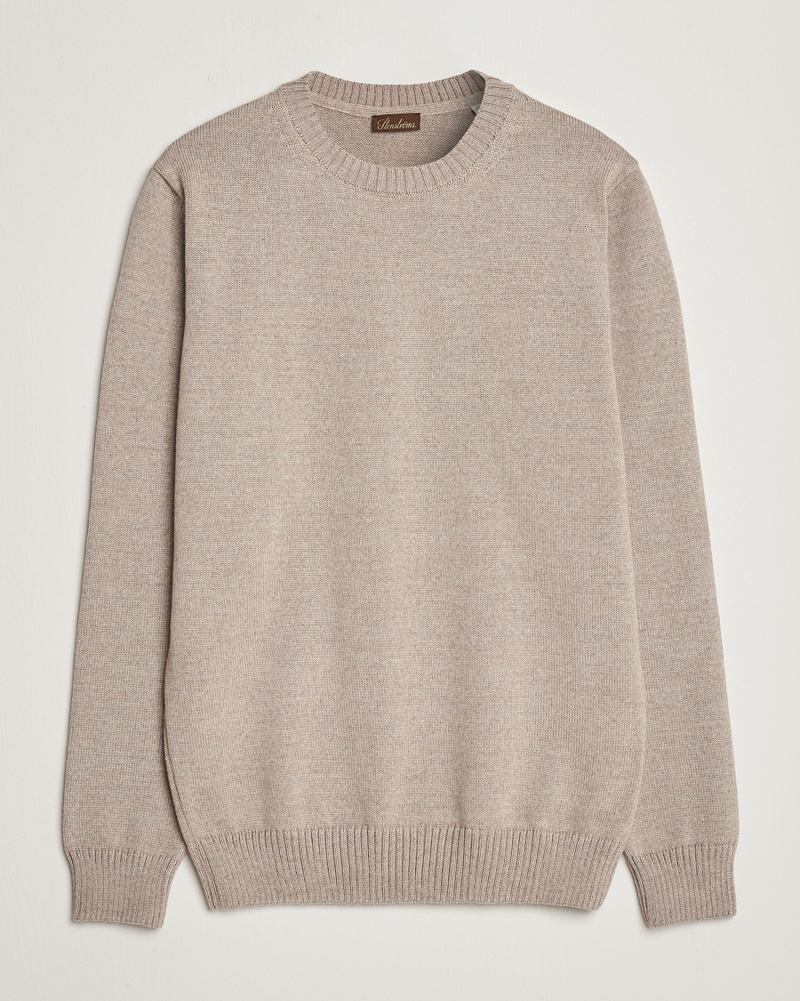 Heren | Truien | Stenströms | Chunky Merino Crew Neck Beige