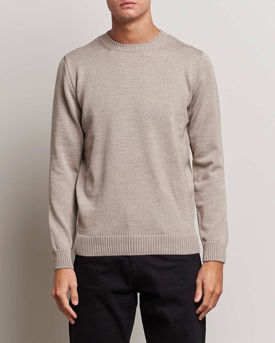 Heren | Truien | Stenströms | Chunky Merino Crew Neck Beige