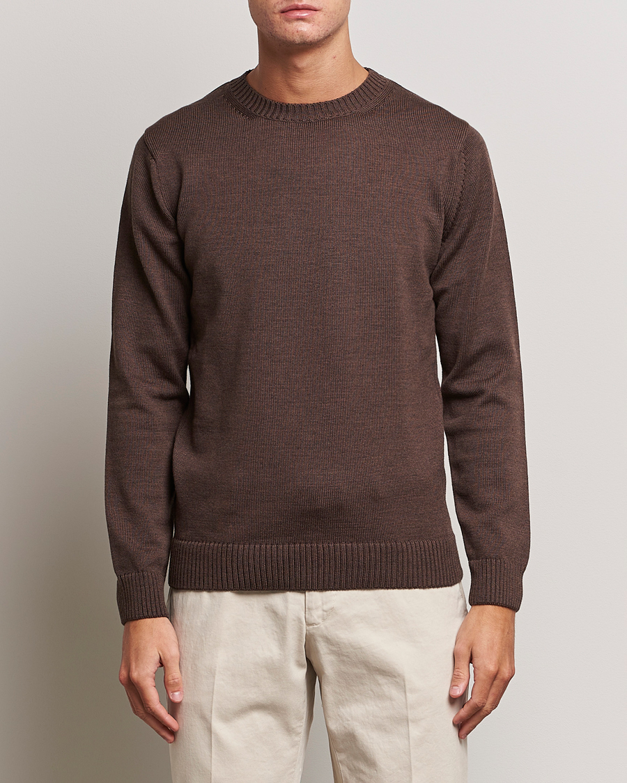 Homme | Pulls Et Tricots | Stenströms | Chunky Merino Crew Neck Brown