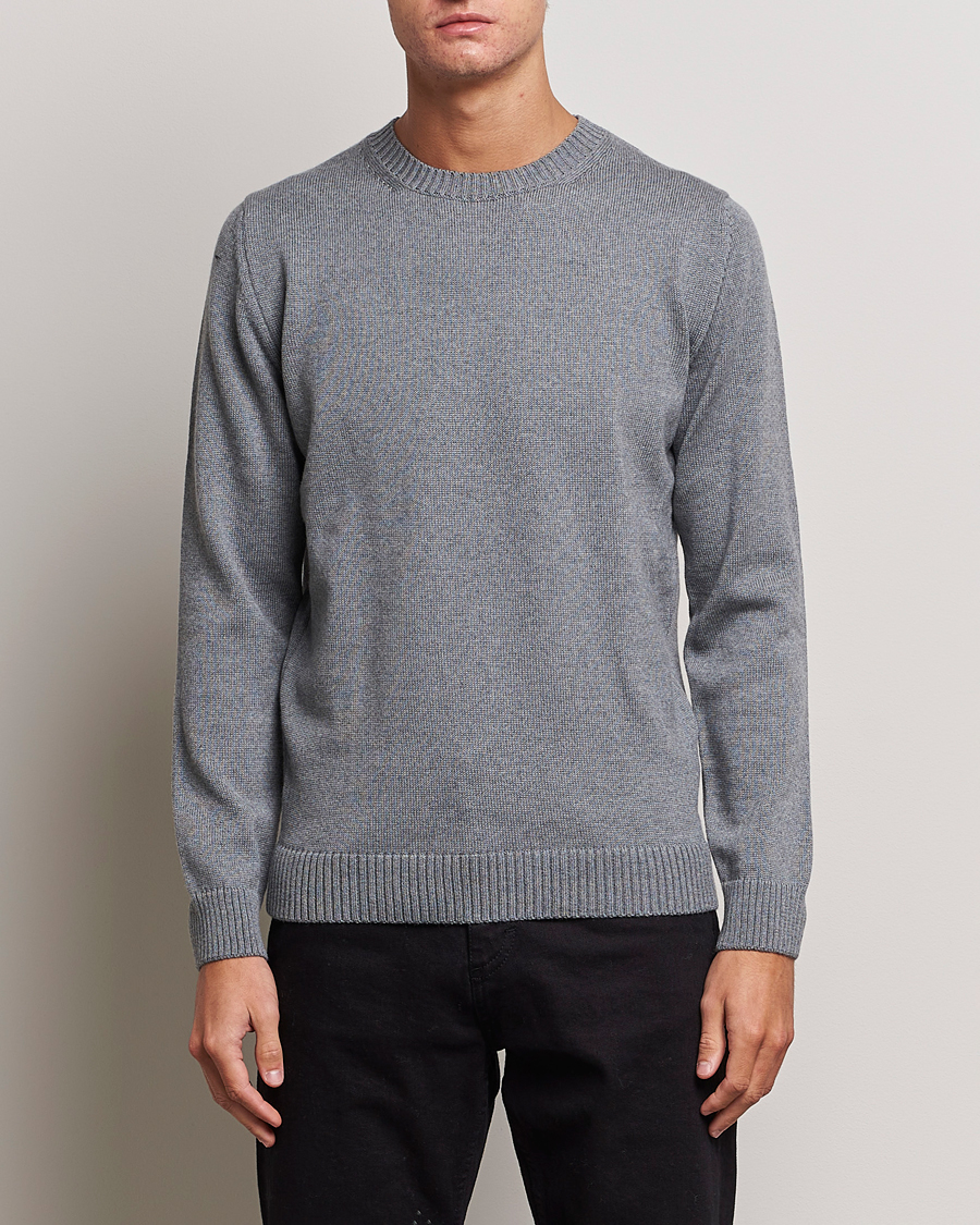 Heren | Truien | Stenströms | Chunky Merino Crew Neck Grey