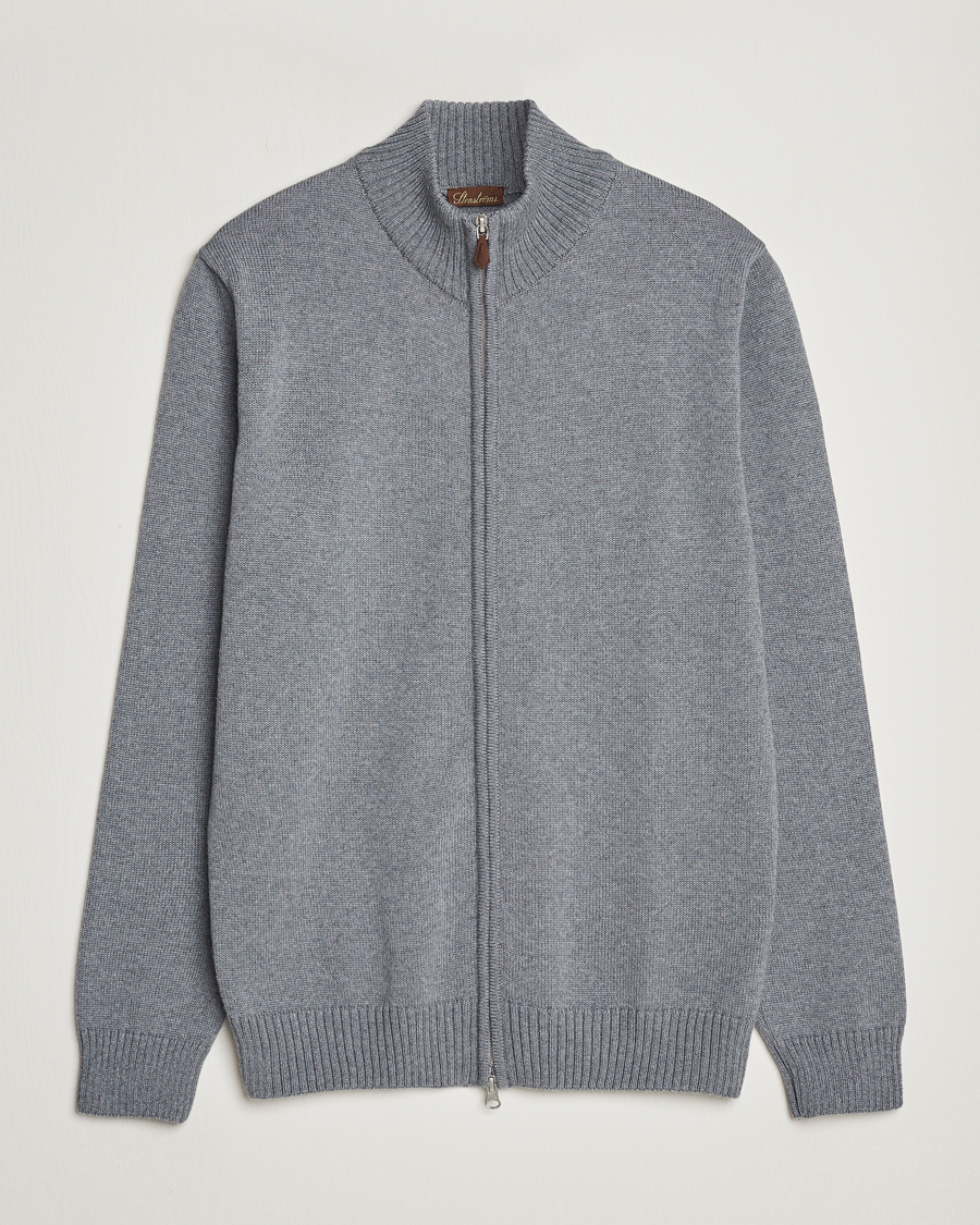 Homme | Pulls Et Tricots | Stenströms | Chunky Merino Full Zip Cardigan Grey