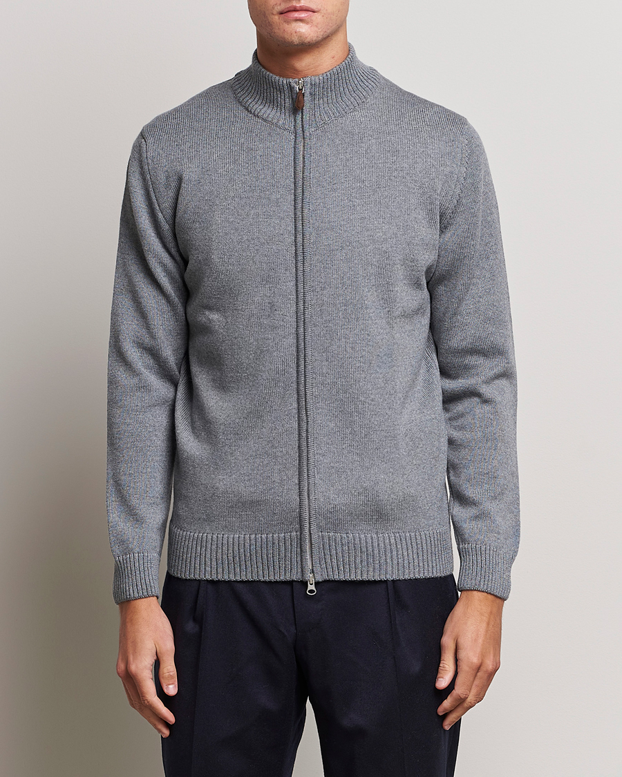 Homme | Pulls Et Tricots | Stenströms | Chunky Merino Full Zip Cardigan Grey