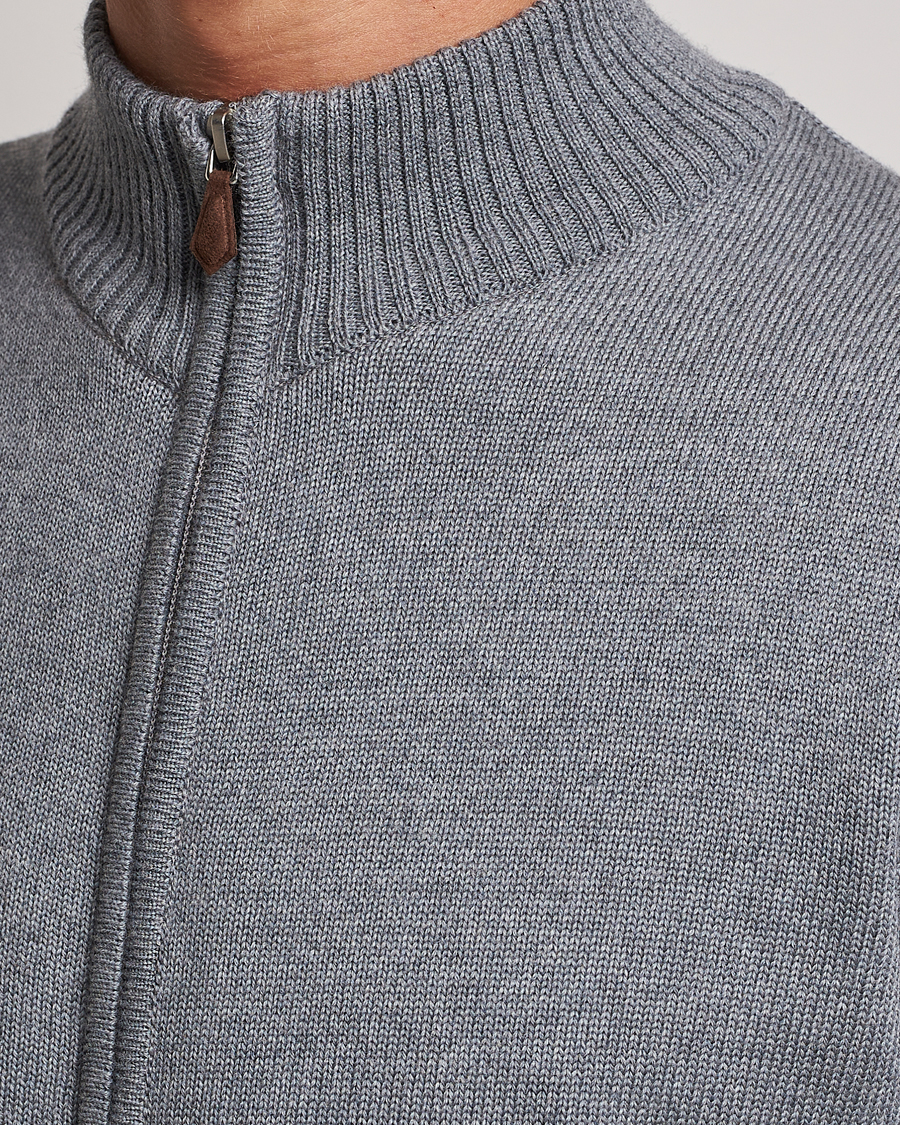 Homme | Pulls Et Tricots | Stenströms | Chunky Merino Full Zip Cardigan Grey