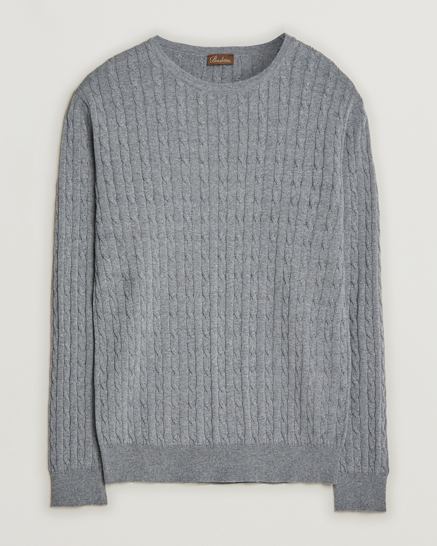 Homme | Pulls Et Tricots | Stenströms | Merino Cable Crew Neck Grey