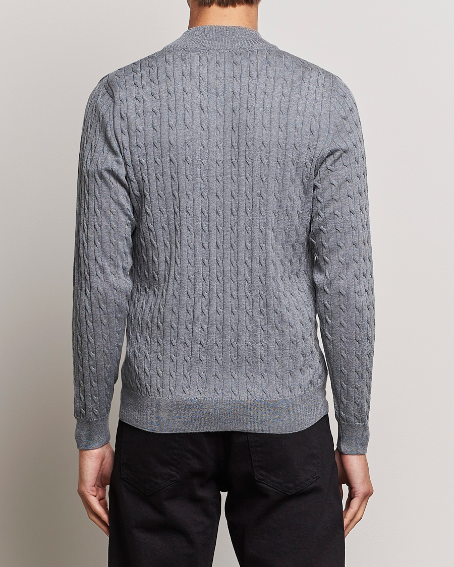 Homme | Pulls Et Tricots | Stenströms | Merino Cable Half Zip Grey