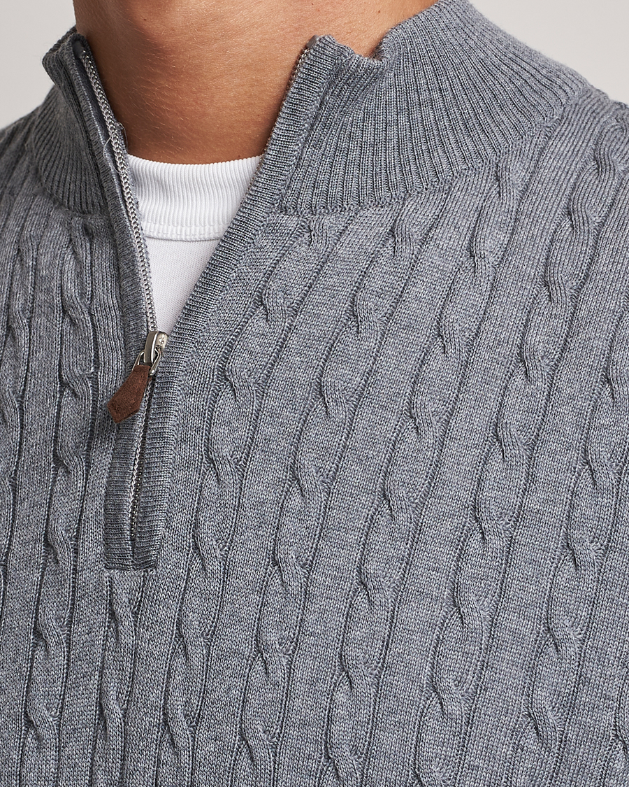 Homme | Pulls Et Tricots | Stenströms | Merino Cable Half Zip Grey
