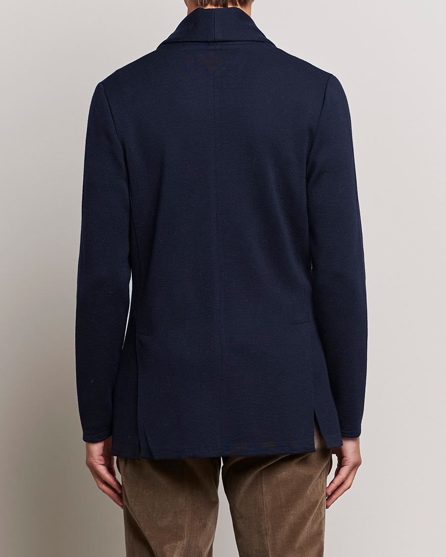 Homme | Blazers | Stenströms | Merino Knitted Tuxedo Cardigan Navy