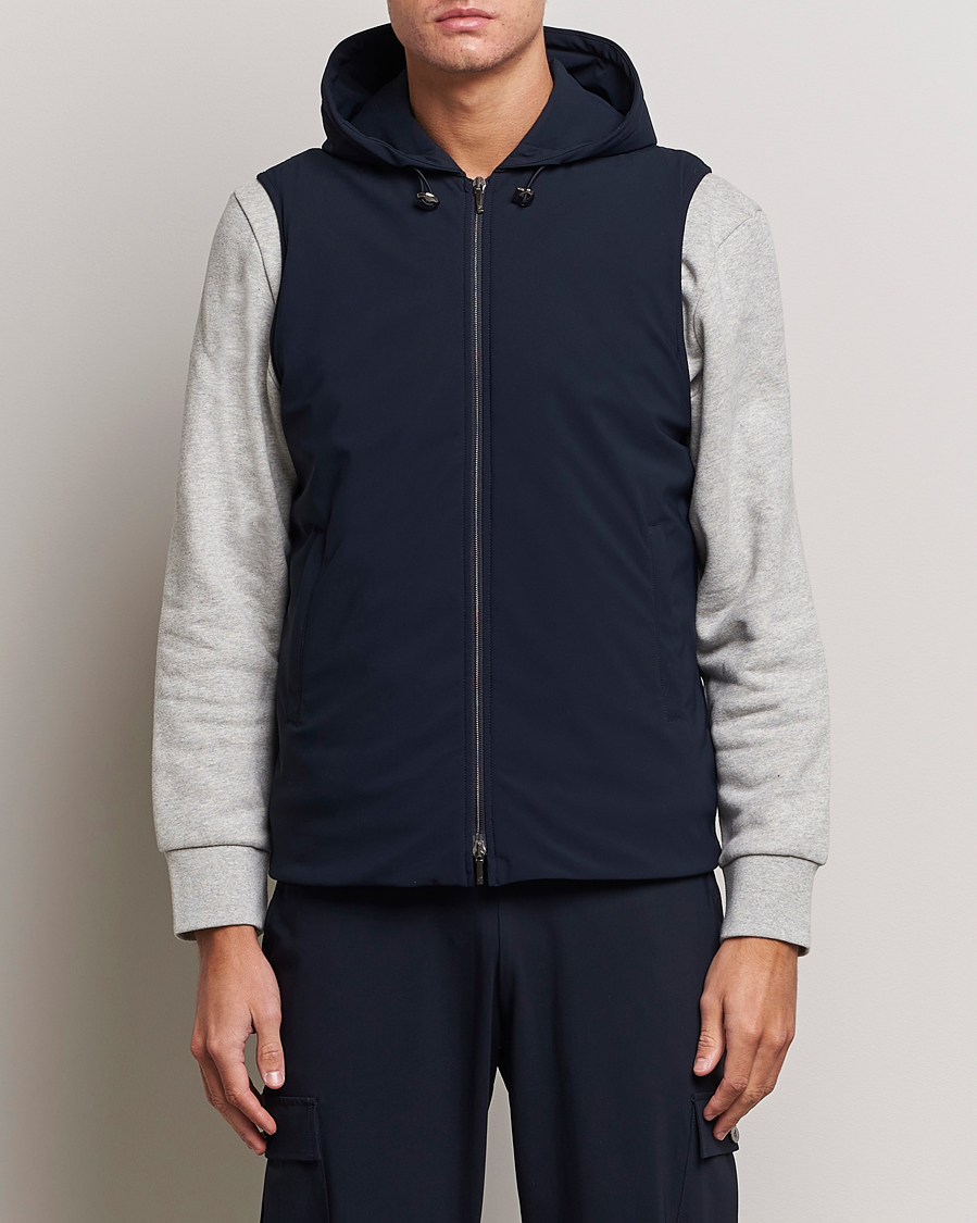 Heren | Jassen | Stenströms | Active Jersey Leisure Hood Vest Navy