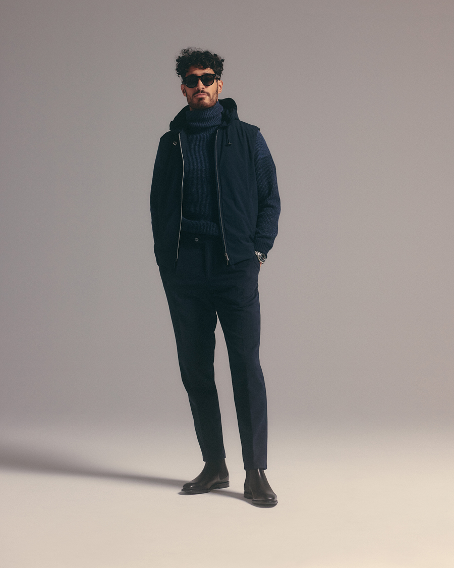 Homme | Manteaux Et Vestes | Stenströms | Active Jersey Leisure Hood Vest Navy