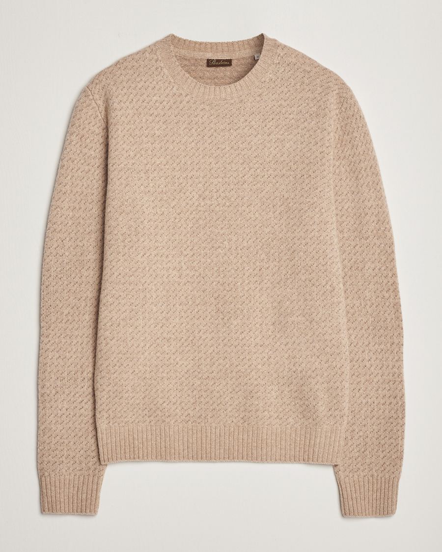 Heren | Truien | Stenströms | Patterned Yak Merino Crewneck Beige
