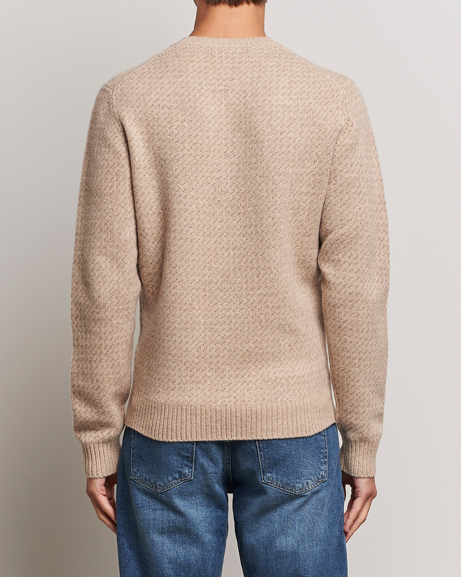Heren | Truien | Stenströms | Patterned Yak Merino Crewneck Beige