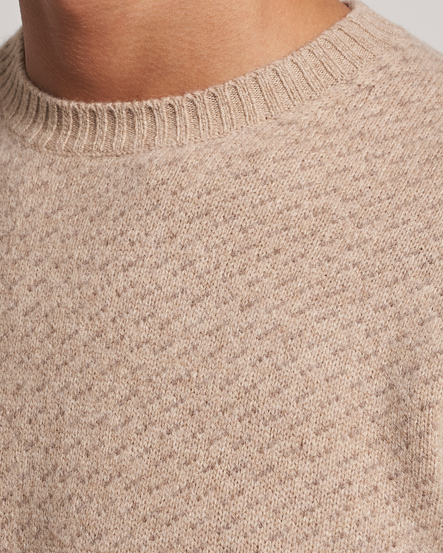 Heren | Truien | Stenströms | Patterned Yak Merino Crewneck Beige