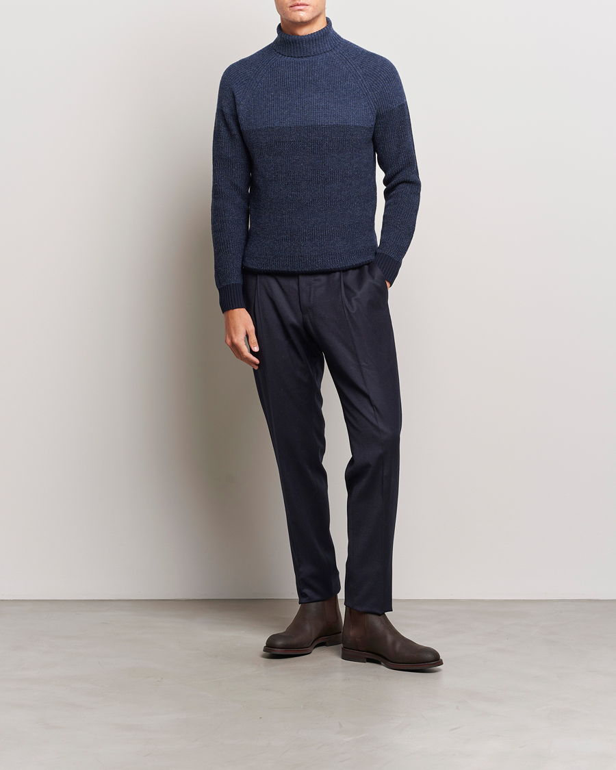 Homme | Pulls Et Tricots | Stenströms | Chunky Ombre Knit Rollneck Blue