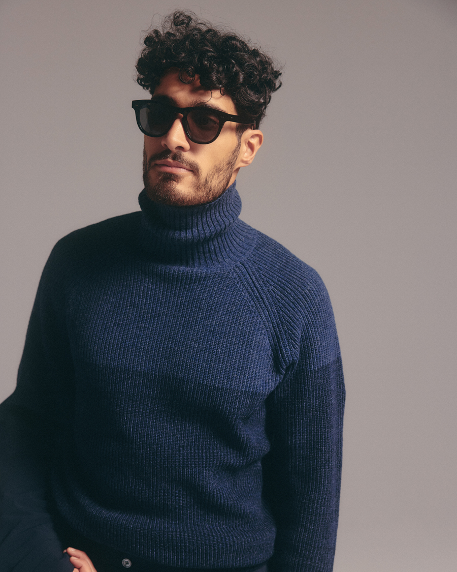 Homme | Pulls Et Tricots | Stenströms | Chunky Ombre Knit Rollneck Blue