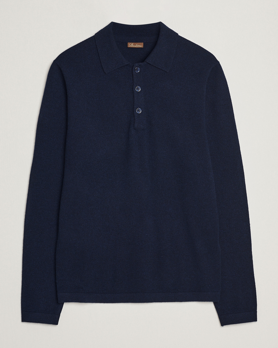 Heren | Truien | Stenströms | Cashmere Poloshirt Navy