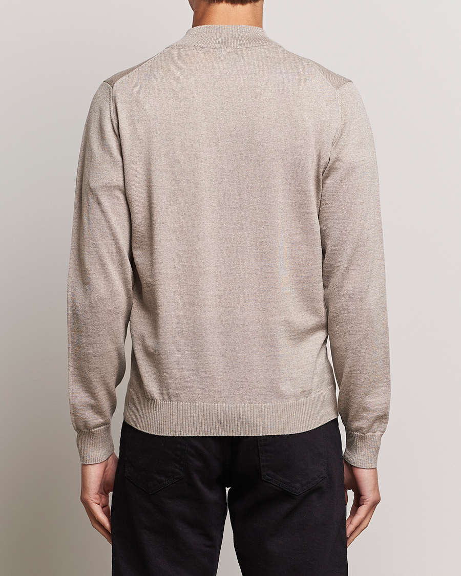 Heren | Truien | Stenströms | Merino Half Zip Beige