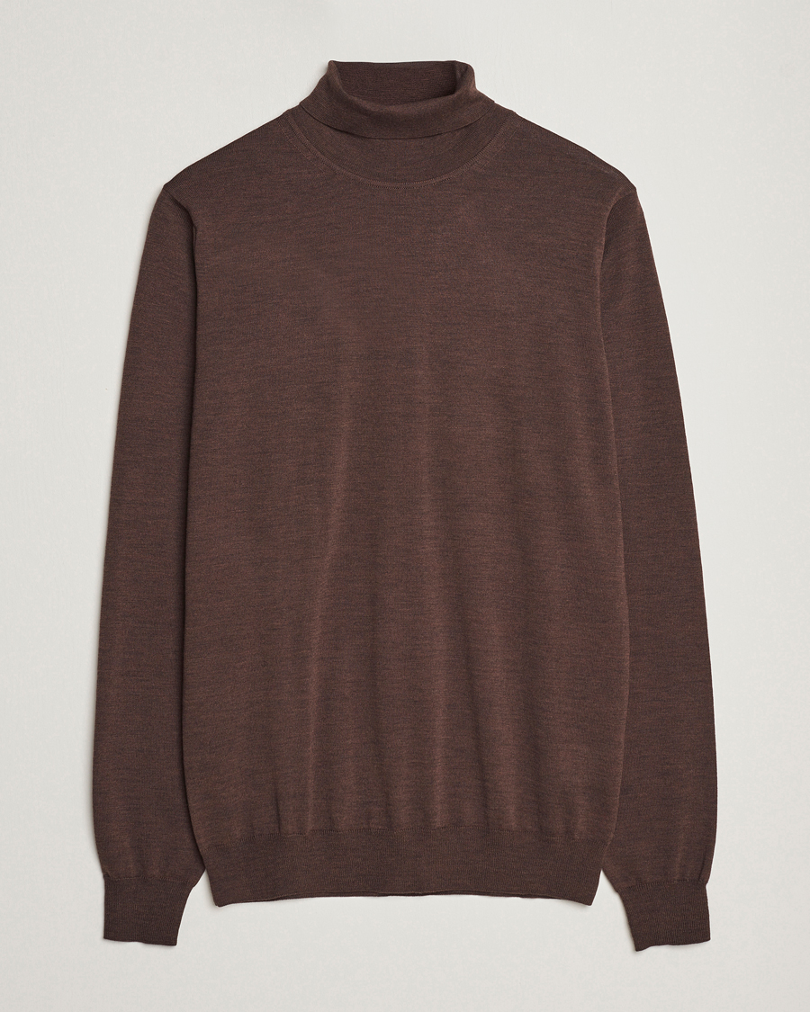 Heren | Truien | Stenströms | Fine Merino Rollneck Brown