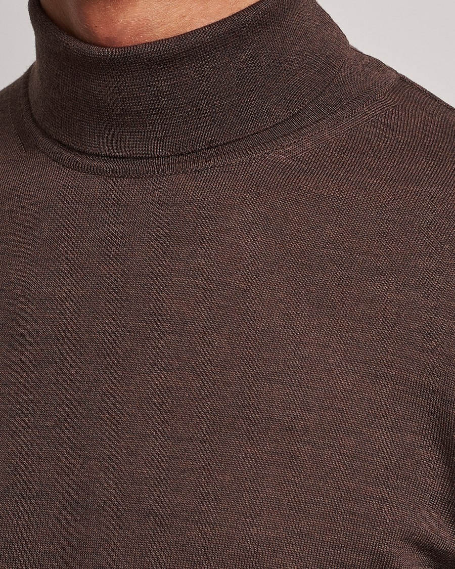 Heren | Truien | Stenströms | Fine Merino Rollneck Brown