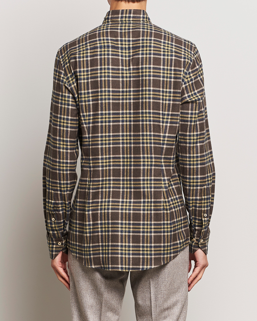 Homme | Chemises | Stenströms | Slimline Checked Button Down Flannel Shirt Brown