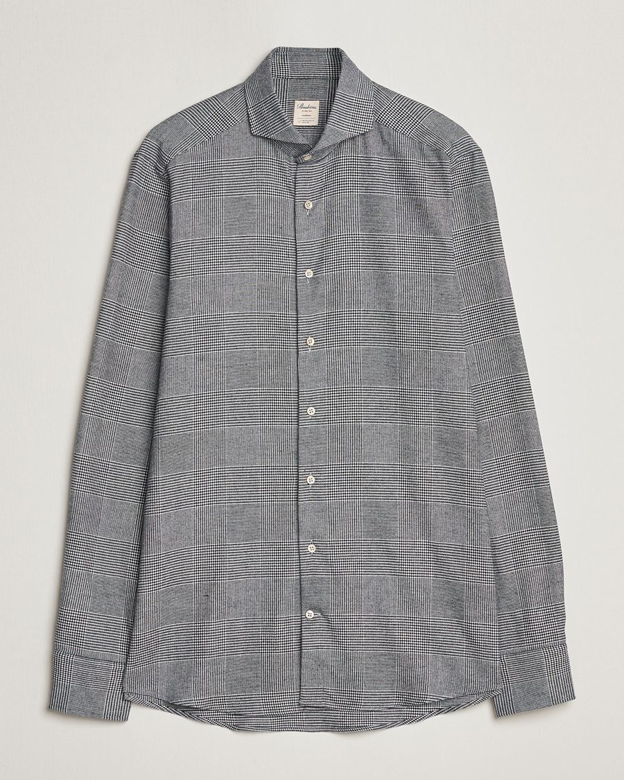 Homme | Chemises | Stenströms | Slimline Prince of Wales Check Flannel Shirt Grey
