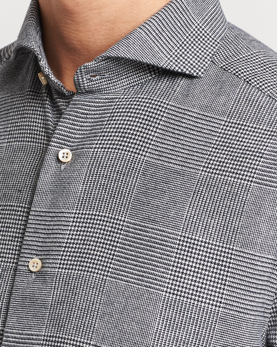 Homme | Chemises | Stenströms | Slimline Prince of Wales Check Flannel Shirt Grey