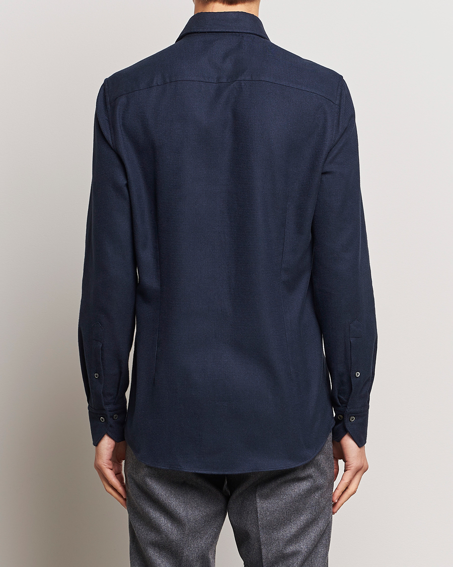 Homme | Chemises | Stenströms | Slimline Micro Structure Flannel Shirt Navy