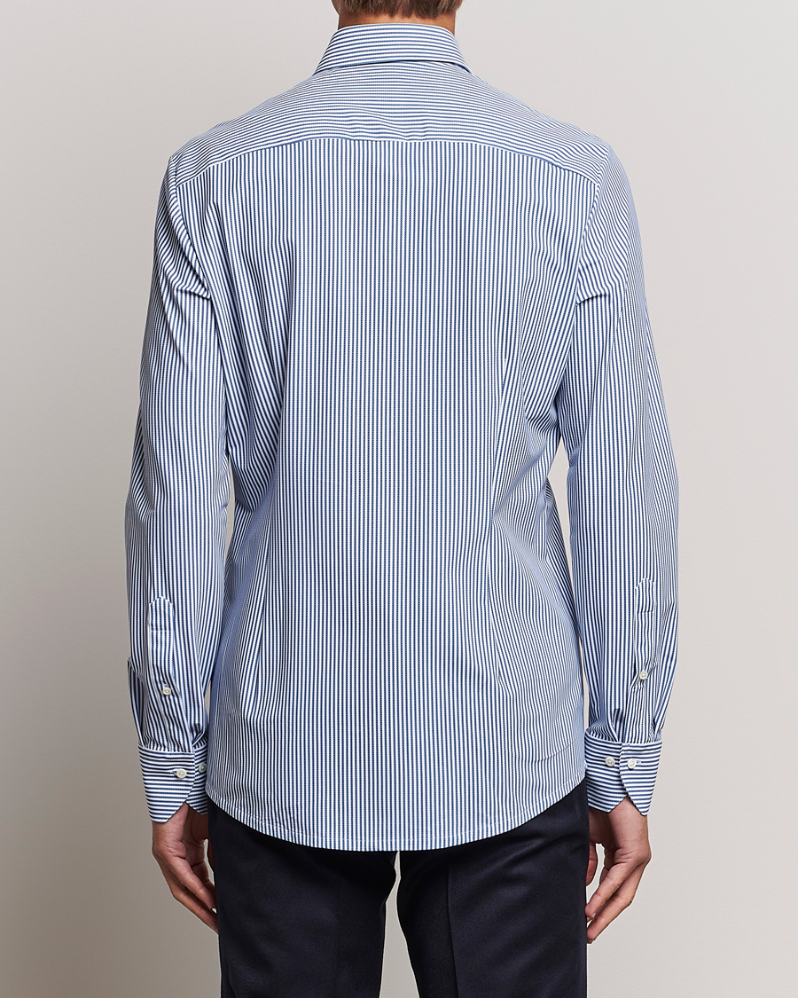 Homme | Chemises | Stenströms | Slimline 4-Way Stretch Striped Cut Away Shirt Blue