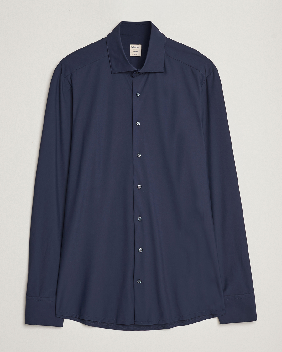 Homme | Chemises | Stenströms | Slimline Cut Away 4-Way Stretch Shirt Navy