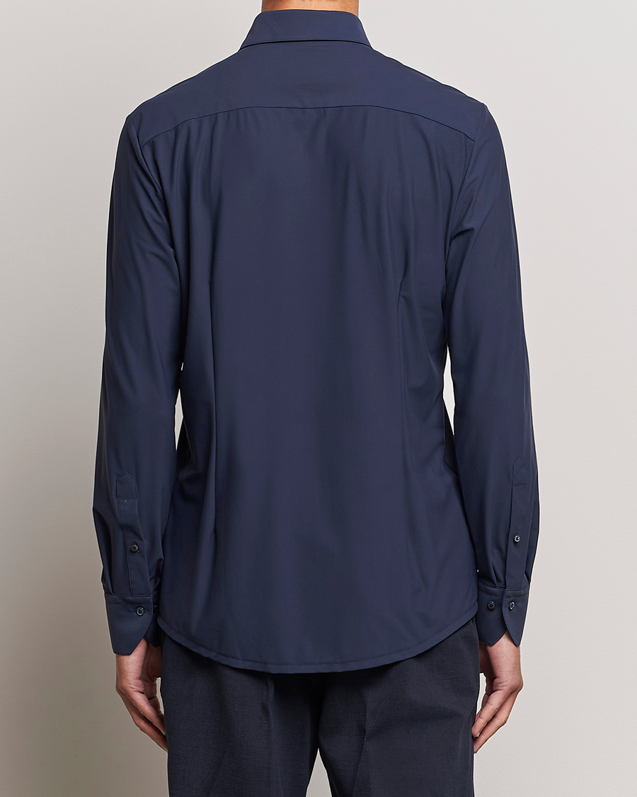 Heren | Overhemden | Stenströms | Slimline Cut Away 4-Way Stretch Shirt Navy