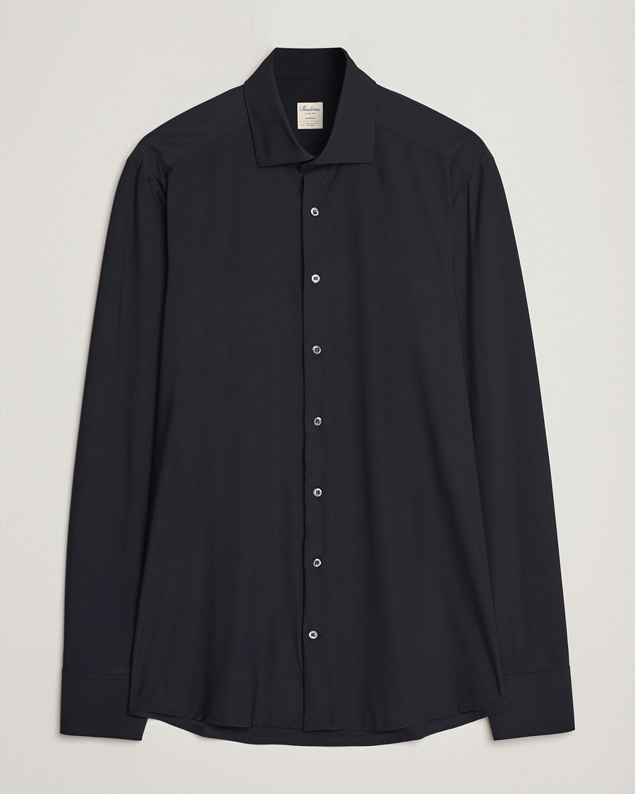 Homme | Chemises | Stenströms | Slimline Cut Away 4-Way Stretch Shirt Black