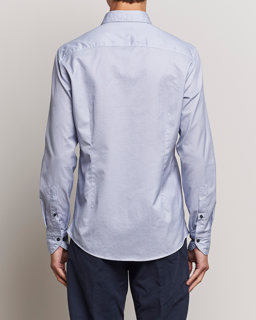 Heren | Overhemden | Stenströms | Slimline Micro Print Cut Away Shirt Blue