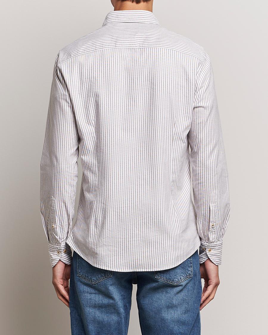 Heren | Overhemden | Stenströms | Slimline Striped Cut Away Oxford Shirt Brown