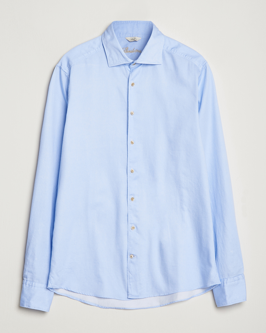 Homme | Chemises | Stenströms | Slimline Printed Oxford Washed Cut Away Shirt Light Blue