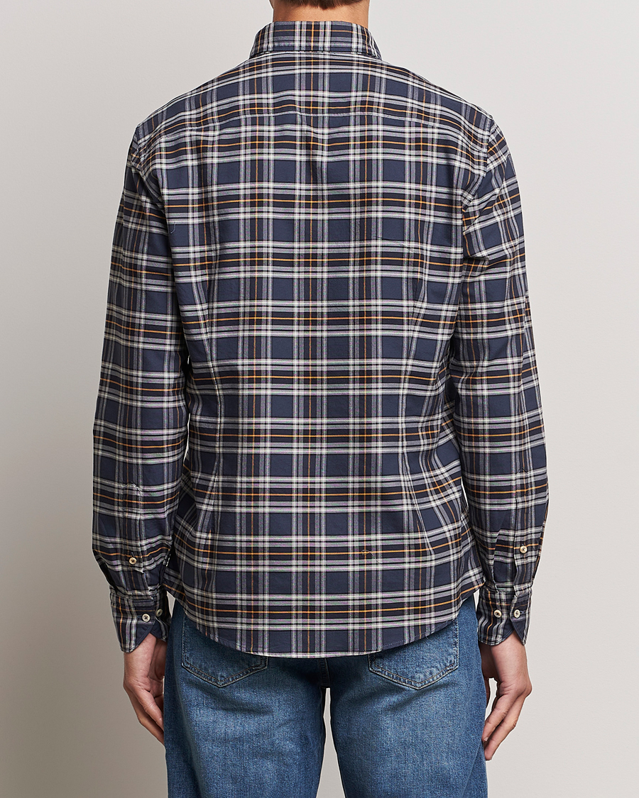 Homme | Chemises | Stenströms | Slimline Checked Oxford Cut Away Shirt Blue