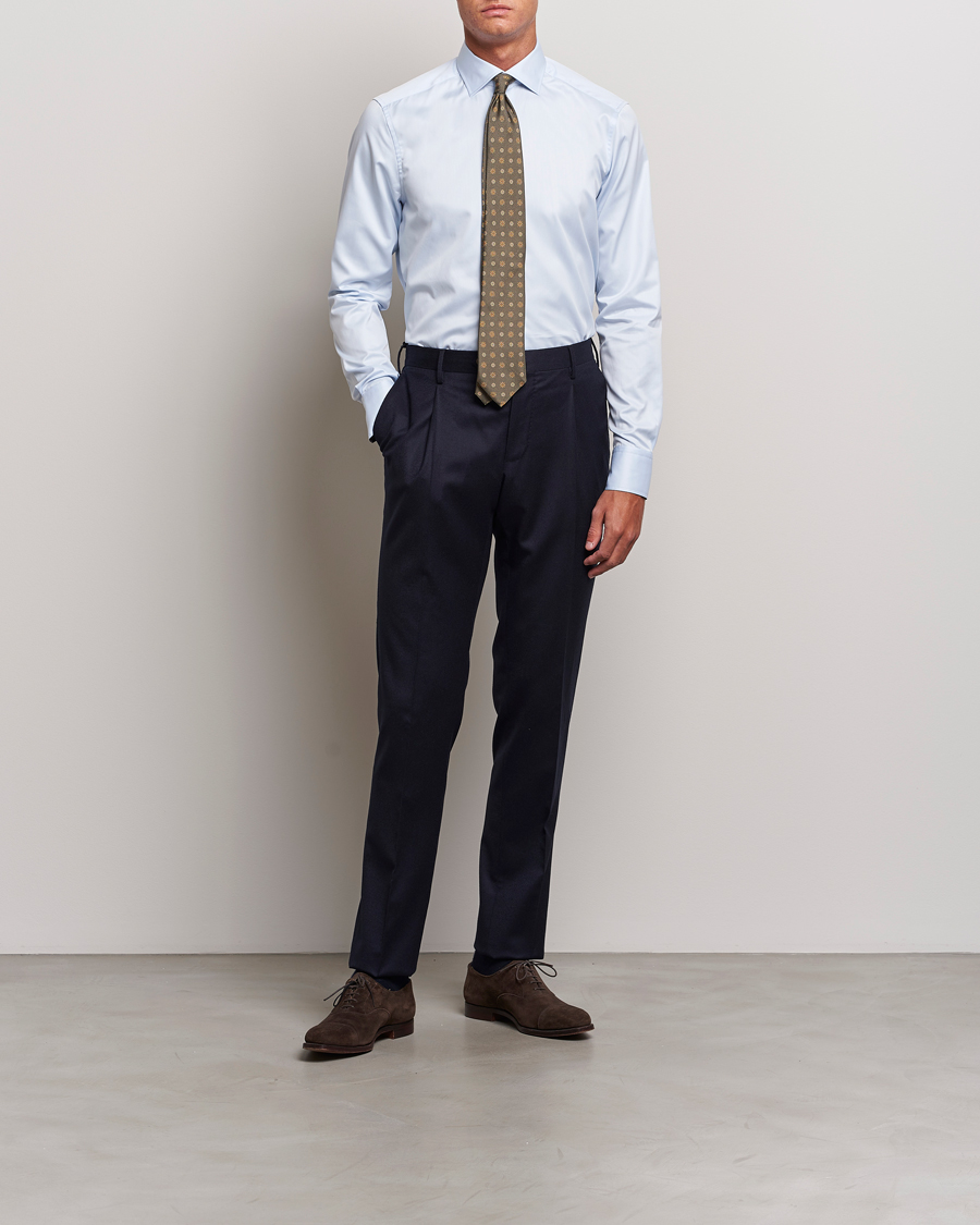 Heren | Overhemden | Stenströms | Slimline Contrast Cut Away Shirt Light Blue