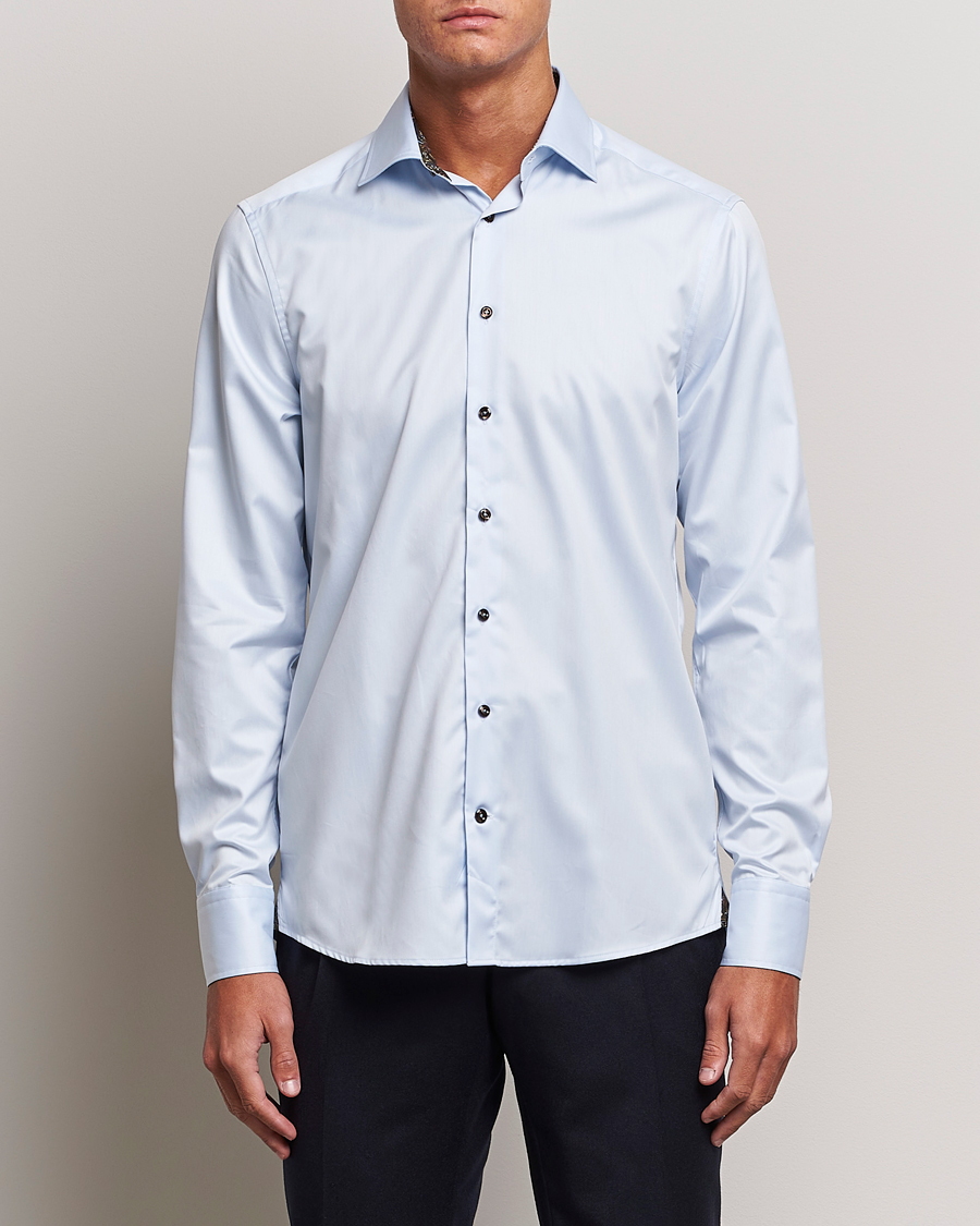 Heren | Overhemden | Stenströms | Slimline Contrast Cut Away Shirt Light Blue