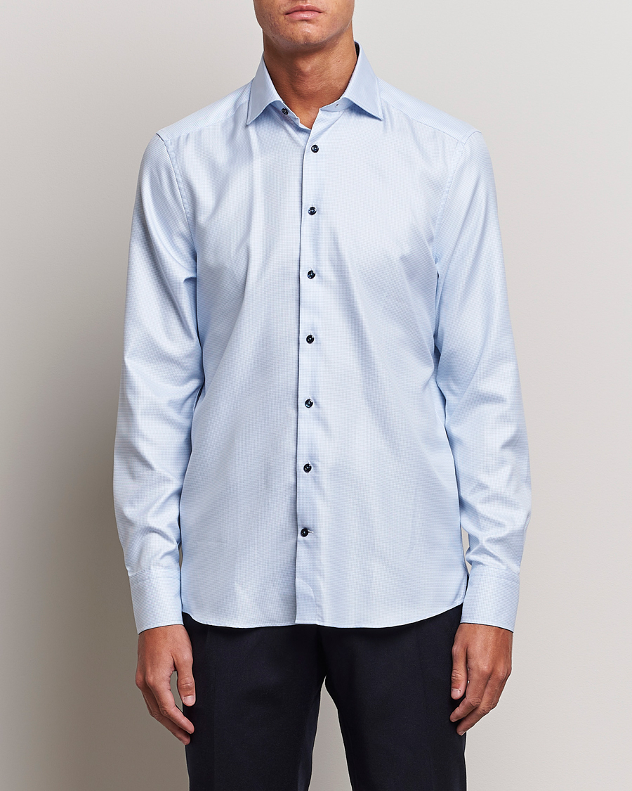 Homme | Chemises | Stenströms | Slimline Micro Structure Contrast Shirt Blue