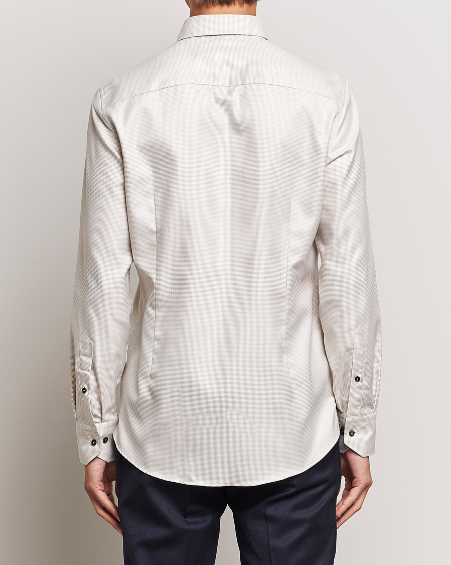 Heren | Overhemden | Stenströms | Slimline Micro Structure Contrast Shirt Beige