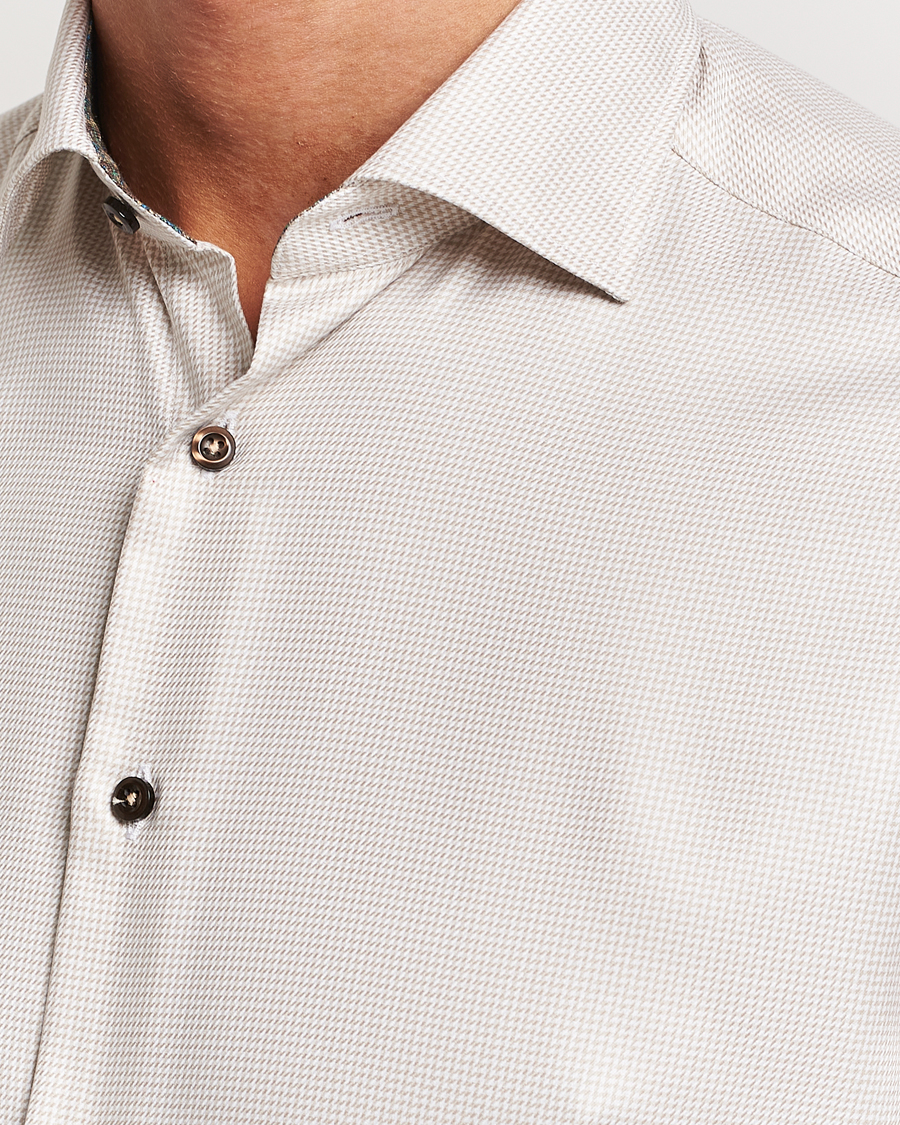 Heren | Overhemden | Stenströms | Slimline Micro Structure Contrast Shirt Beige