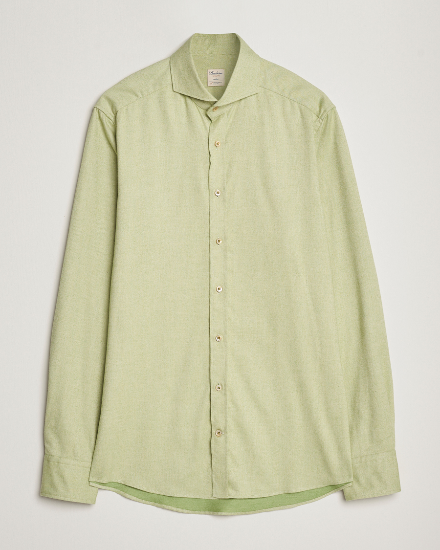 Heren | Overhemden | Stenströms | Slimline Flannel Shirt Green